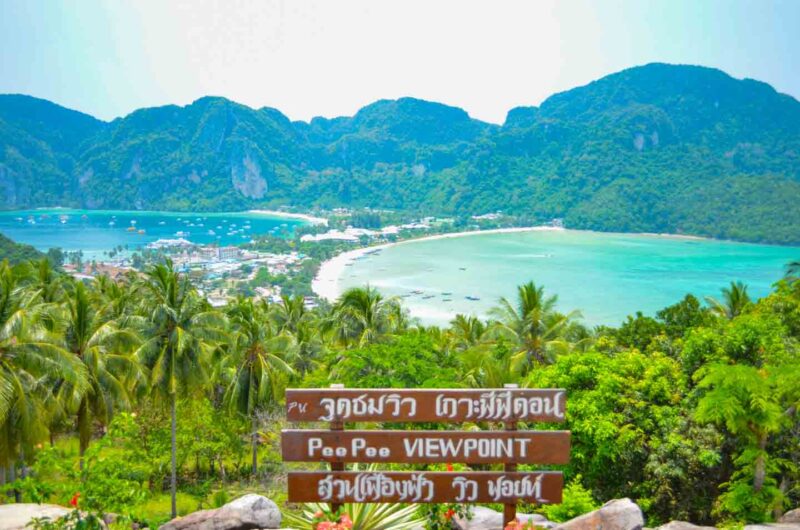Viewpoint sign for Koh Phi Phi spelt Koh Pee Pee - Viewpoint 3