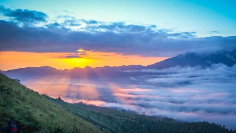 Sunrise over Mount Batur while hiking