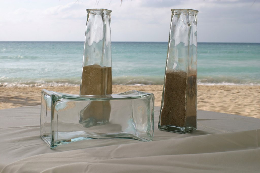 Our Sand Ceremony - Sand from home from the beach where we were engaged, and the other from the beach we were to be married! The two sands are mixed and can never be separated. 