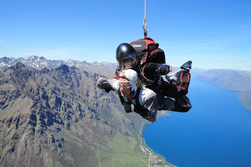girl skydiving in Queenstown New Zealand