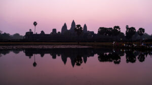 Pink Reflections at Angkor Wat temple in Siem Reap