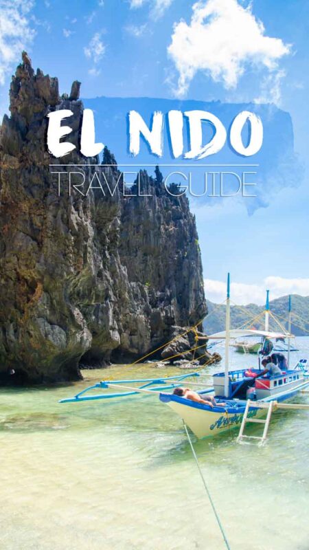 pinterest pin for El Nido Palawan Philippines Travel Guide - Filipino Boat on a day trip