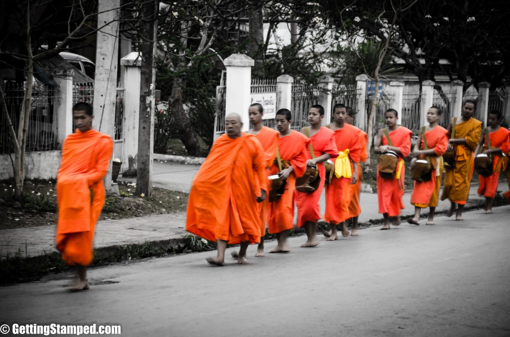 Luang Prabang Laos - Monks - Alms Giving-21