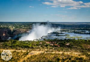 Victoria Falls helicopter view of the spray
