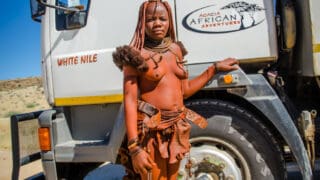 African Massage himba woman in Namibia