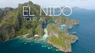 Drone View of Miniloc Island on a Day Trip Tour A in El Nido
