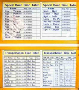 Koh Lipe Thailand Guide - How to get to Koh Lipe Transportation Table Speed Boats Ferry Times