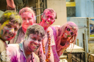 Holi festival colored hair