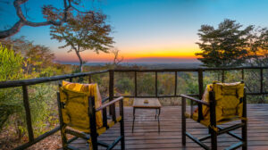 sunset from room at Stanley safari lodge Victoria Falls Zambia
