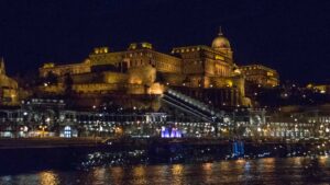 Buda Castle and Funicular at night