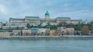 Buda Castle in Budapest at dusk