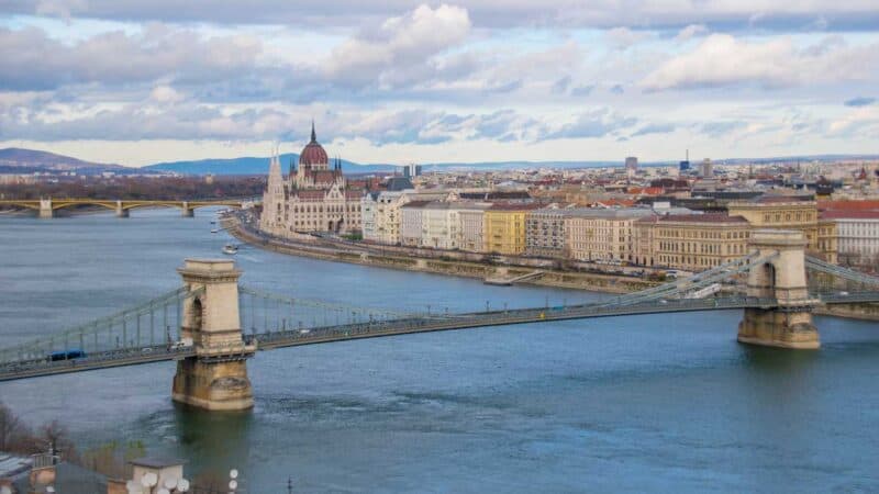 Looking from the Buda side of the city on to the Pest side from the Buda Castle