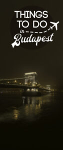 Chain bridge at night pinterest pin - things to do in Budapest