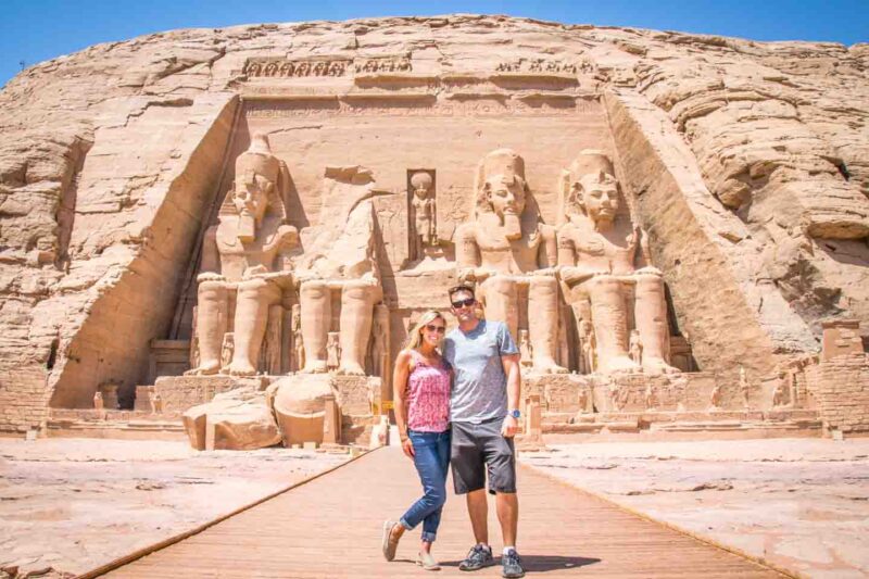 couple at Abu Simbel Temple in Egypt