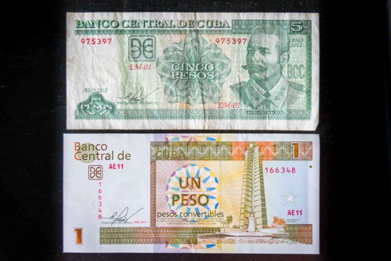 Cuban Money - CUP local Currency (above) & CUC convertible peso (below)