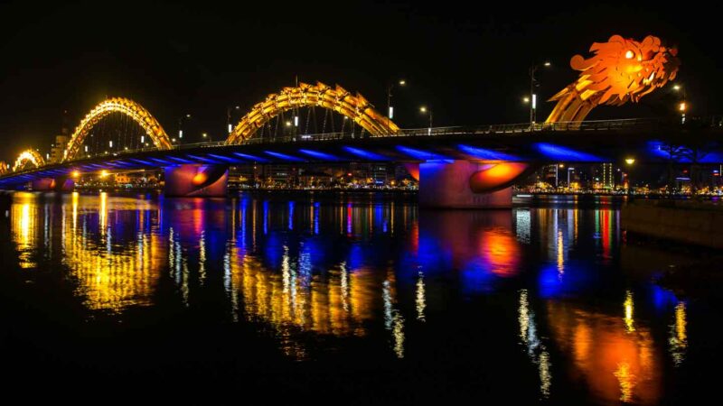 Da Nang Dragon Bridge at night