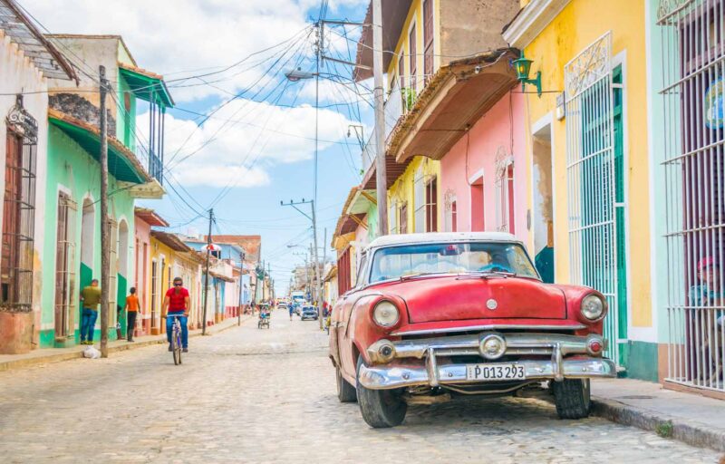 Trinidad Cuba Travel Guide - Things to do in Trinidad - How to get to Trinidad Taxi - Red American Classic Car