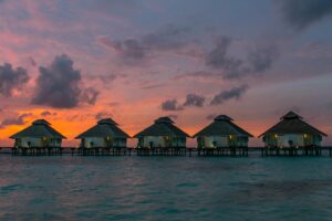 Maldives Pictures - How to Maldives photo guide - Sunset water bungalows -1