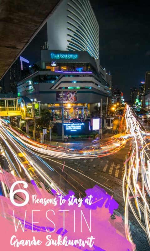 traffic streaks around the Westin Grande Sukhumvit Bangkok Thailand