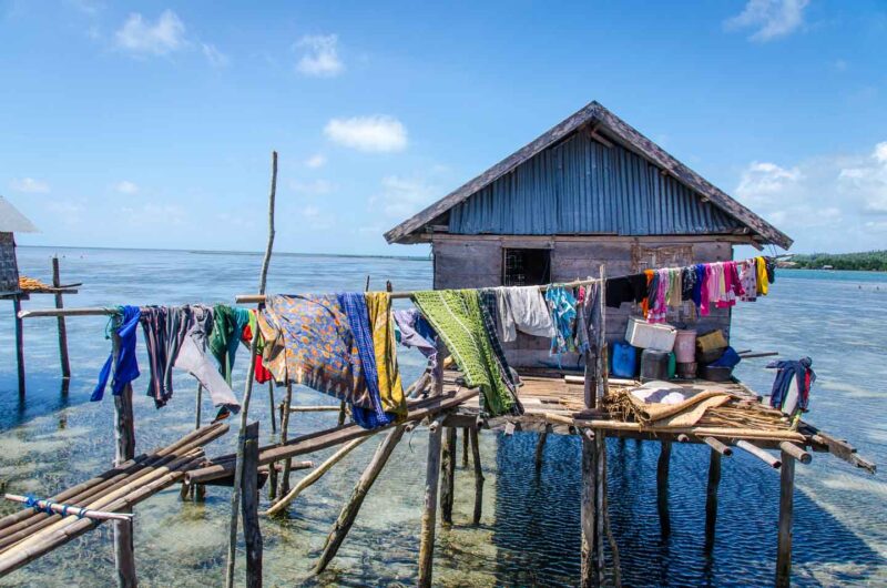 Clothes drying in the line at a Labuan Bajo village in Wakatobi Indonesia