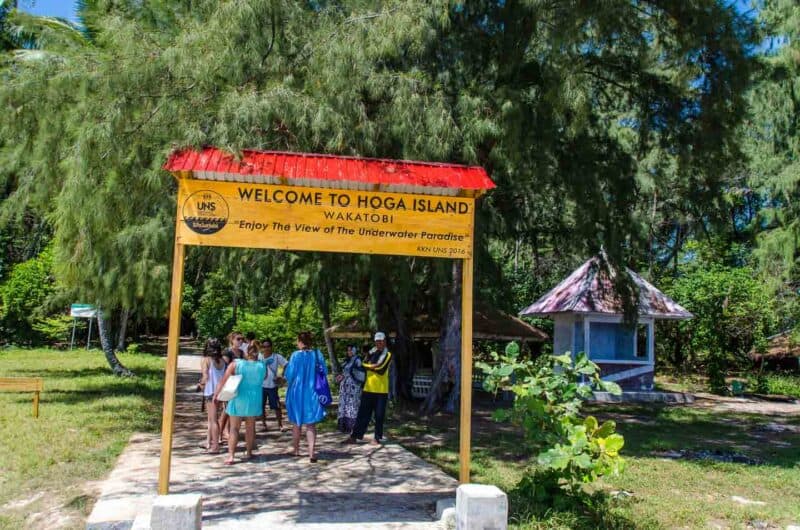 Hoga Island sign in Wakatobi Indonesia