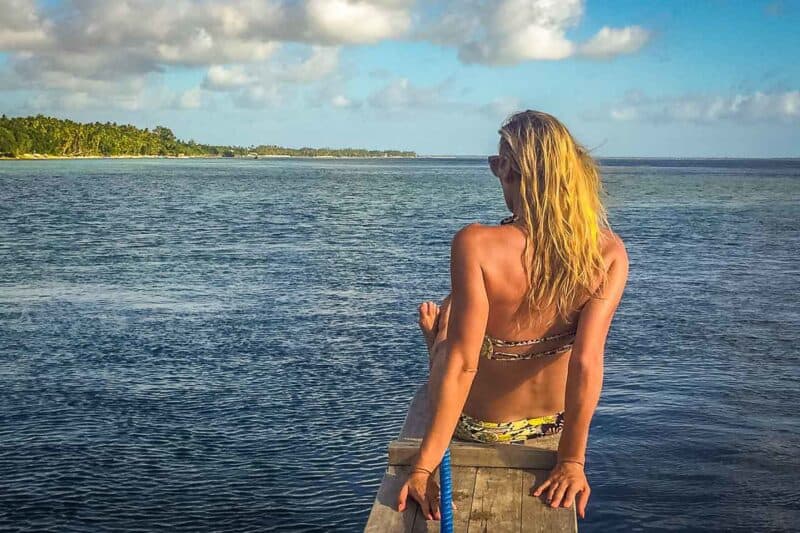 girl on a boat in Wakatobi Indonesia