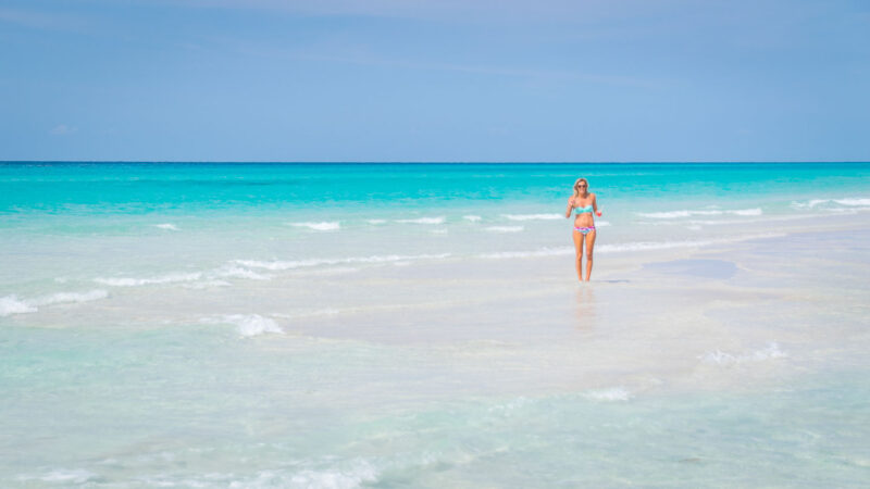 girl walking on the beach in Varadero Cuba