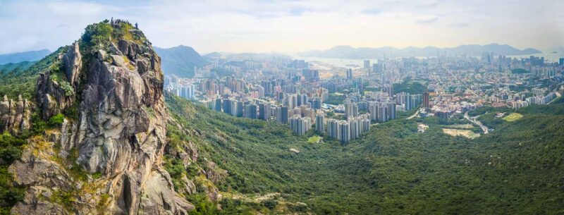Lions rock peak with views of Kowloon and Hong Kong island