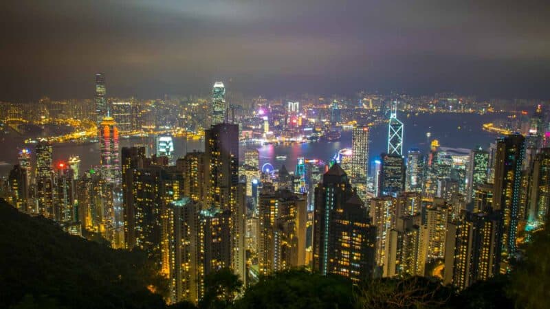 Hong Kong Skyline as seen from Victoria Peak on HK island 