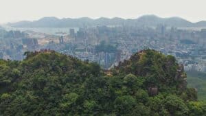 View from the backside of Lion rock peak from the drone