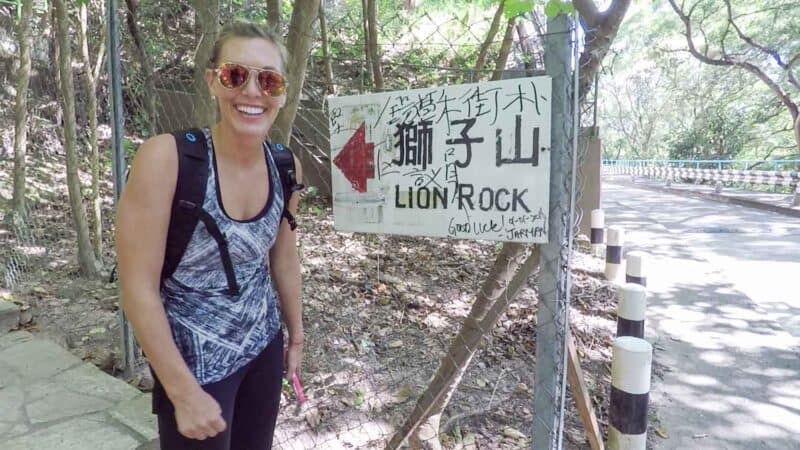 Sign for Lion rock Hike at the start of the actual trail head