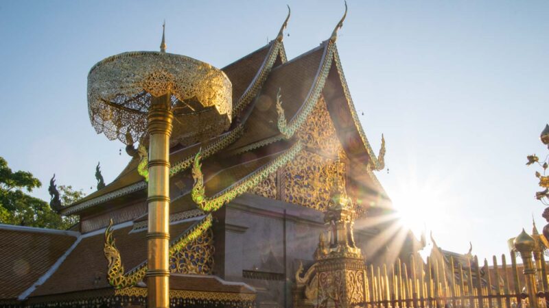 Doi Suthep temple in Chiang Mai Thailand a good early morning destination on a Thai Honeymoon