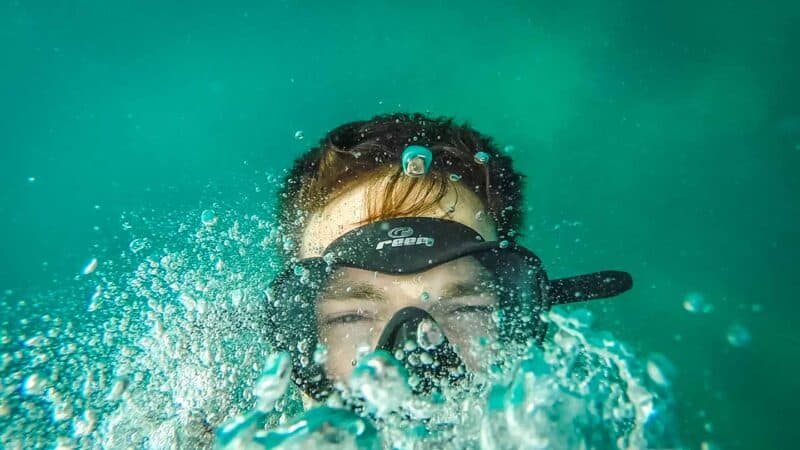 man scuba diving in Nha Trang Vietnam 