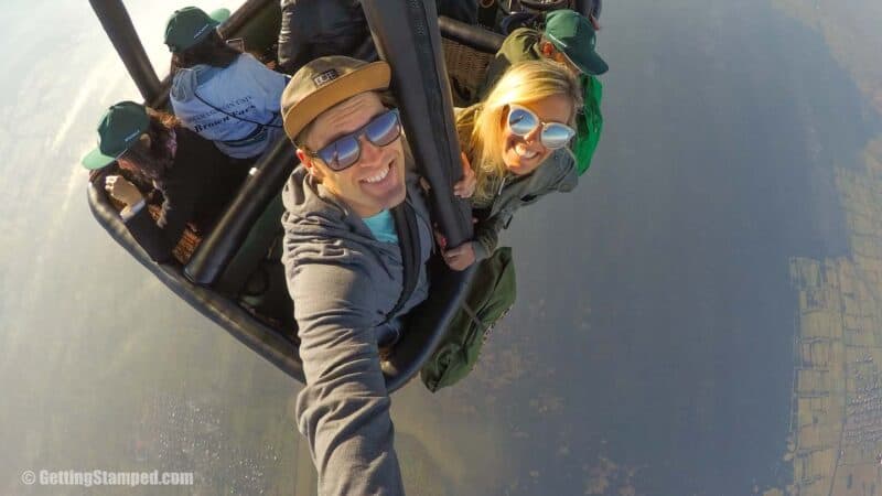 Hot air balloon picture from high above inle lake - things to do on a Myanmar itinerary