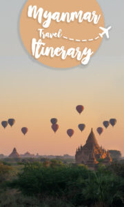 Myanmar itinerary - sunrise over bagan with hot air balloons