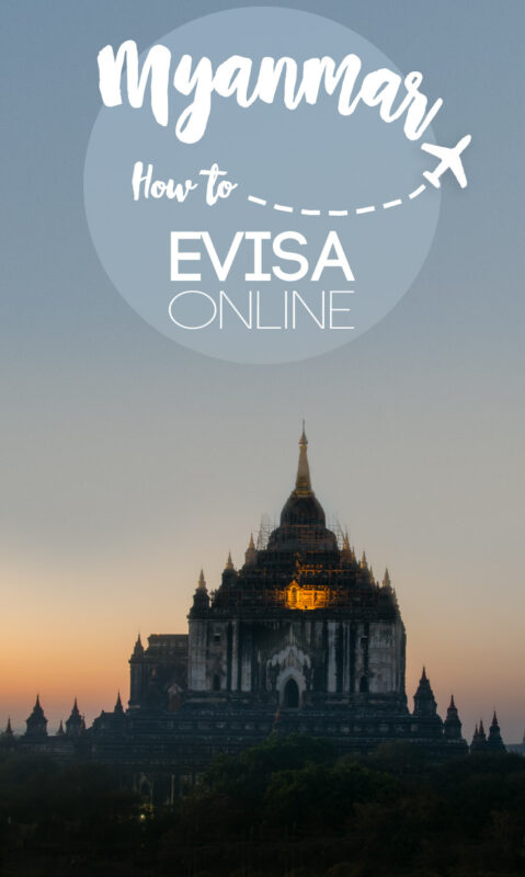 Pinterest pin for Myanmar evisa online with Bagan temple at sunrise