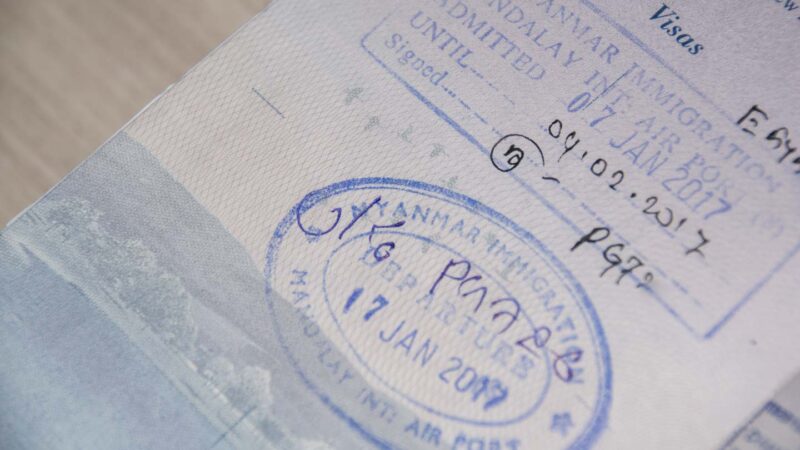 Myanmar visa stamp inside passport - registered online with evisa system