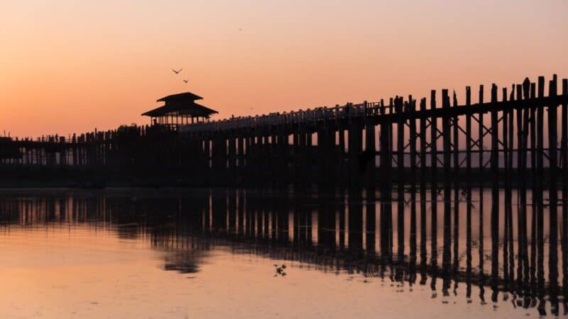 Calm Sunrise over the U Bein Bridge in Mandalay Myanmar - Things to do in Mandalay