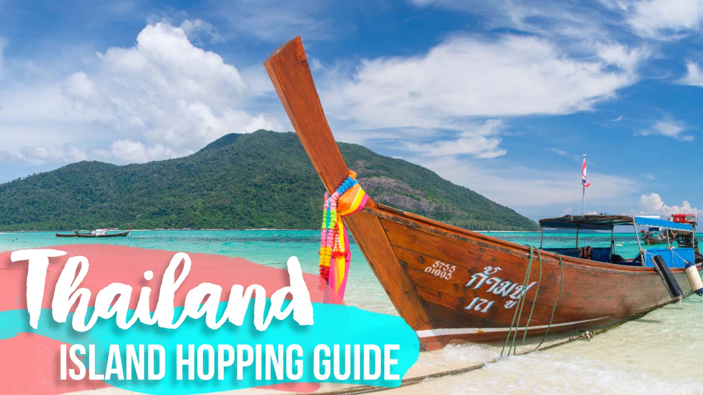 Island Hopping Guide for Thailand featured image with long tail boat on Koh Lipe Island