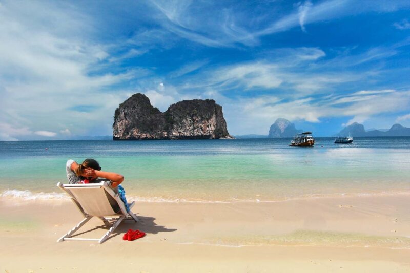 Koh Kradan Thailand girl in a beach chair