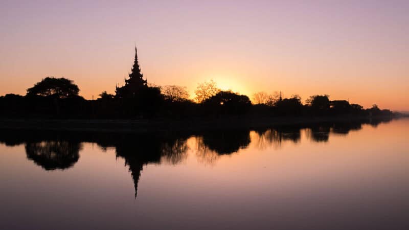 Sunset over the Moat in Mandalay Myanmar - Things to do in Mandalay