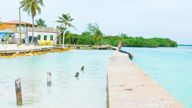 Dock in front of the split in Caue Caulker one of the best islands and beaches in Belize