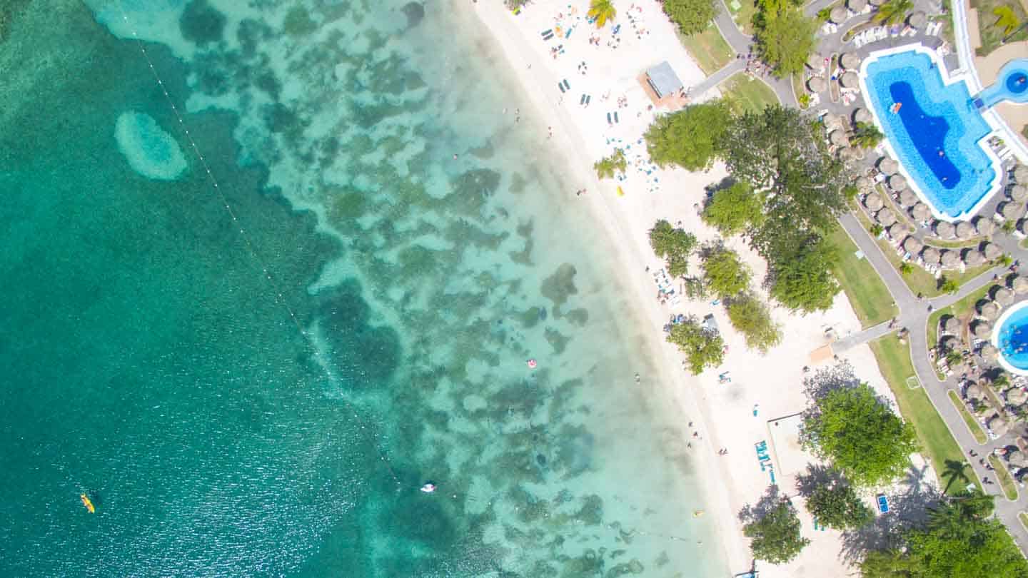 Drone photo Beach at Riu Club Resort Negril Jamaica Getting Stamped