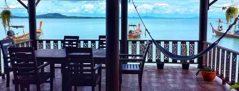 Hammocks in an overwater bungalow in Thailand 