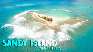 Feature image for Sandy Island in Anguilla - Drone phone of small island and surf