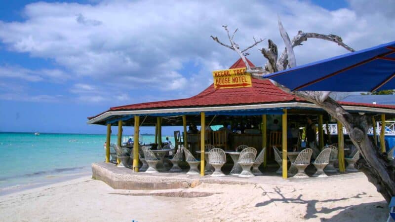 Beach bar just a few feet from the sea in Negril