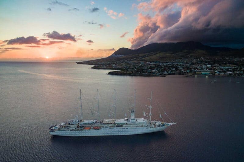 Windsurf sail boat in St Kitts while Caribbean island hopping 