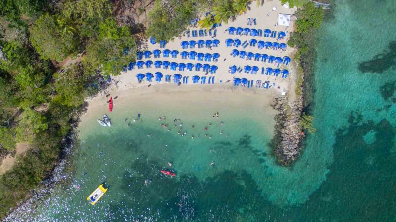 Pigeon Island St Lucia beach drone view