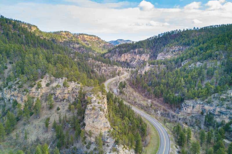 Aerial Photo of Spearfish canyon - a highlight of a south Dakota Road trip Things to do near Mt Rushmore