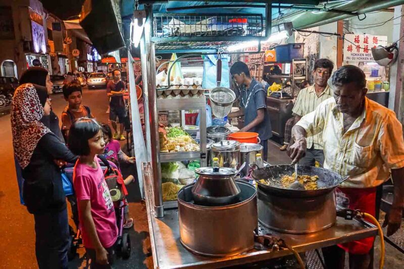 Street food scene in George Town Penang Malaysia